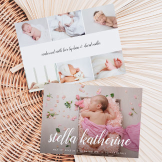Faire-part Sweet Script | Annonce de naissance avec collage d