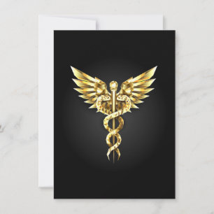 Faire-part Symbole caducée polygonal or