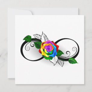 Faire-part Symbole d'infini avec Rose arc-en-ciel