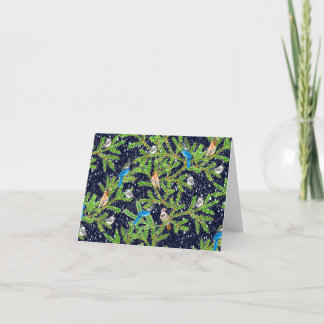 Faire-part Tahoe Tiré à la main Oiseaux d'hiver dans la tempê