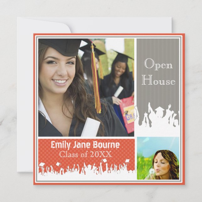 Faire-part Tangerine grise Tango classe supérieure de photos  (Devant)