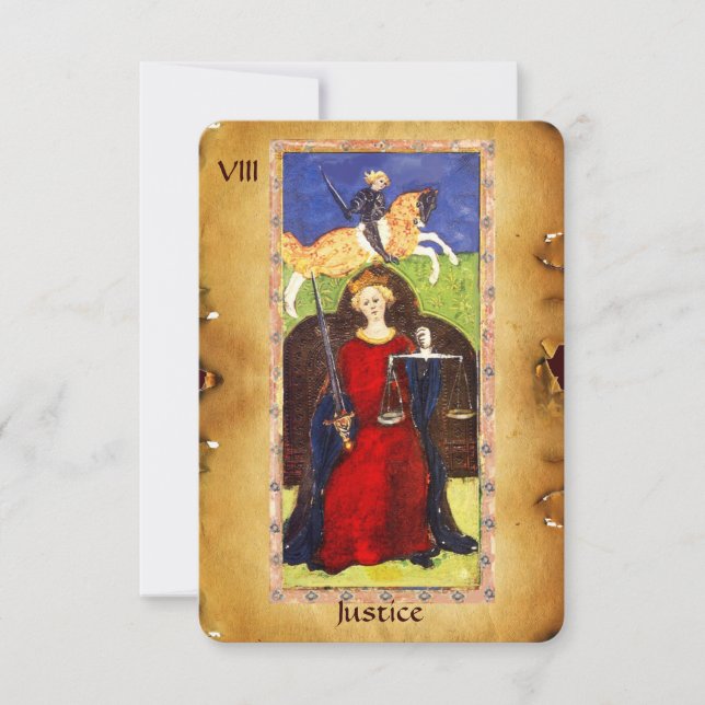 FAIRE-PART TAROTS DE RENAISSANCE ANTIQUE 8 / JUSTICE (Devant)