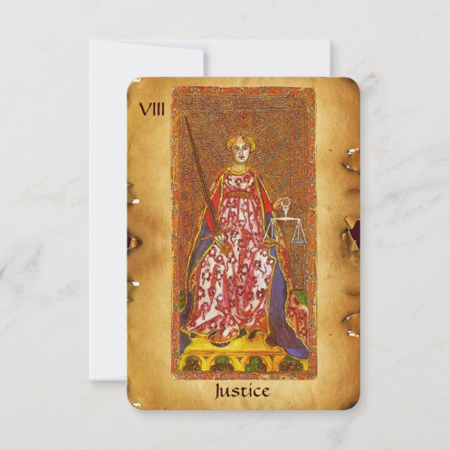 FAIRE-PART TAROTS DE RENAISSANCE ANTIQUE 8 / JUSTICE (Devant)