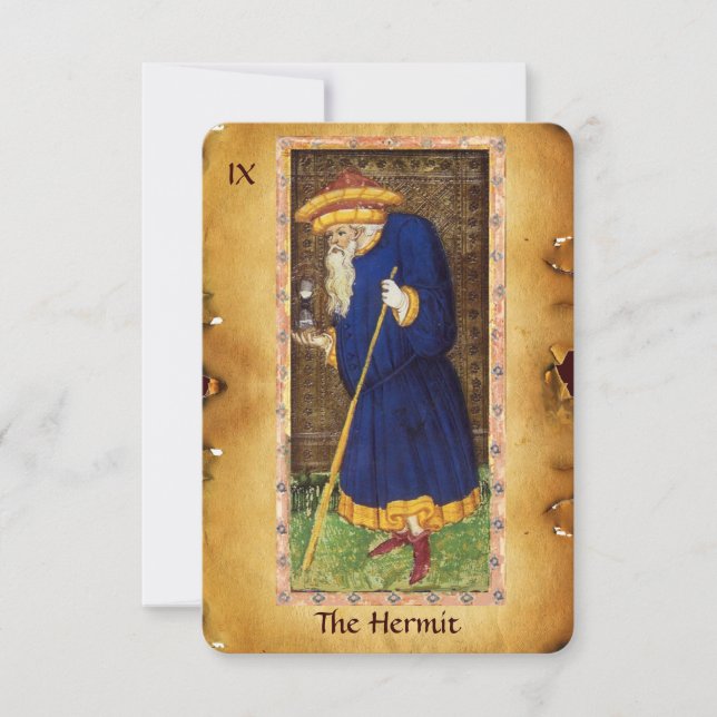 FAIRE-PART TAROTS DE RENAISSANCE ANTIQUE 9 / L'HERMIT (Devant)
