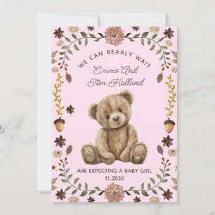 Faire-part Teddy Bear Pregnancy fille rose