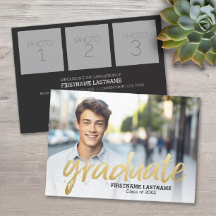 Faire-part tendance avec 4 photos d'or