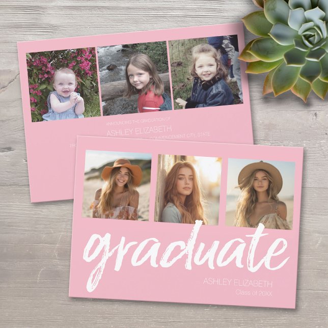 Faire-part tendance de la fête des diplômés avec 6 (Custom Graduation Announcement)