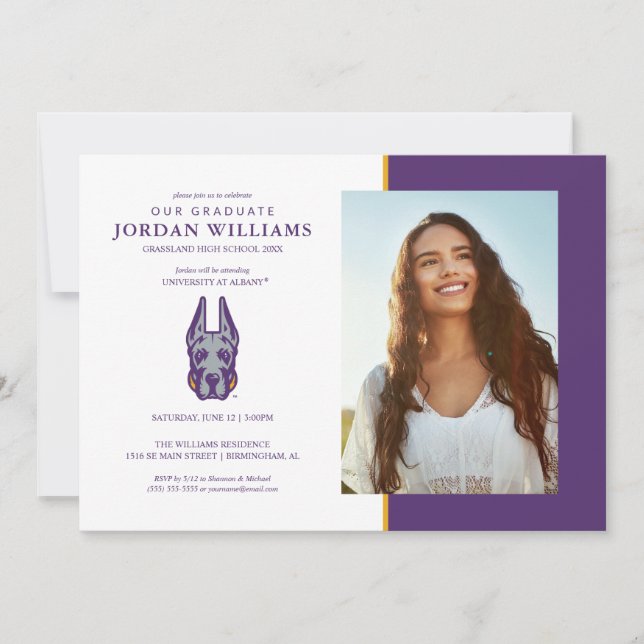 Faire-part Tête de mascotte Great Dane de l'Université d'Alba (Devant)