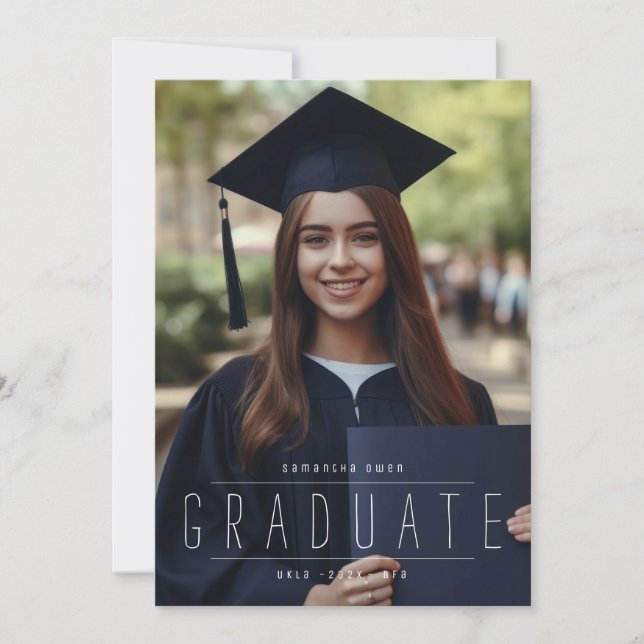 Faire-part TEXTE PLEIN BLEÉ MODERNE | Université PHOTO (Devant)