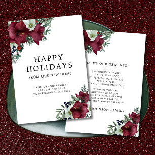 Faire-part Thème de Noël Floral Bourgogne vacances déménageme