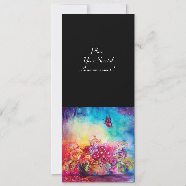 FAIRE-PART THUMBELINA, PANIER À FLEURS ET BOUTEILLE (Devant)