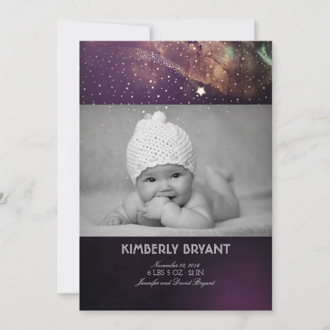 Faire-part Tir Star Starry Night Baby Photo Naissance (Devant)