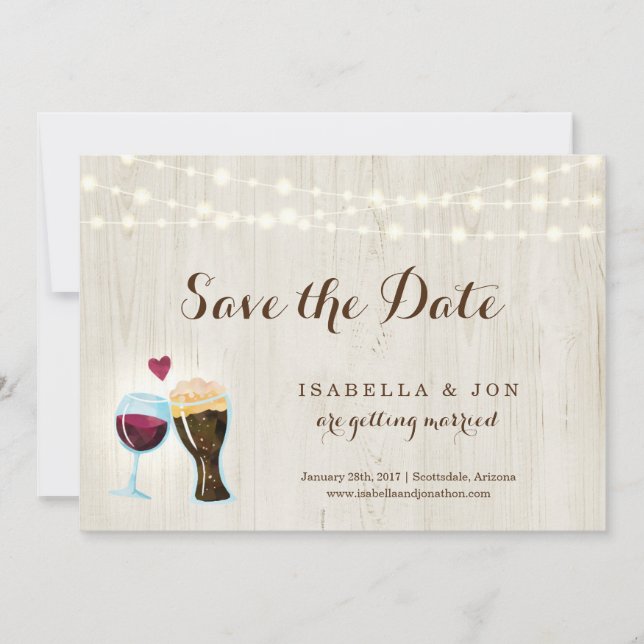 Faire-part Toast Red Wine & Beer Enregistrer la date (Devant)