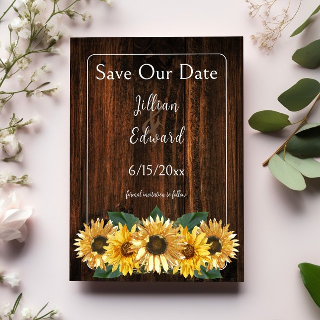 Faire-part Tournesol Rustique Enregistrer La Date (Rustic Sunflower Save the Date)