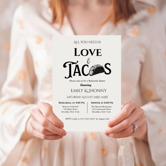 Faire-part Tout ce dont vous avez besoin est amour & Tacos Re (Créateur téléchargé)