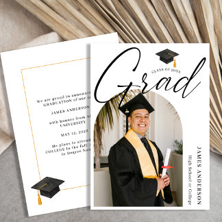 Faire-part Trendy Modern Script Arch Photo Graduation 