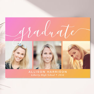 Faire-part Trendy Photo Pink Orange Graduation