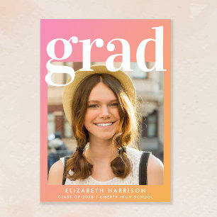 Faire-part Trendy Photo Pink Orange Graduation