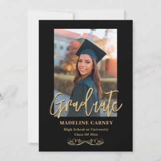 Faire-part Trendy Script Overlay | Photo Graduation de deux