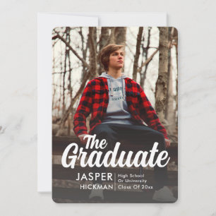 Faire-part Trendy Script Overlay Silver   Diplôme photo