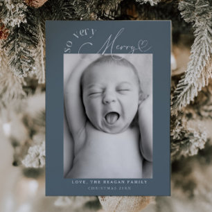 Faire-part Très Joyeux Noël Ardoise Bleu Naissance