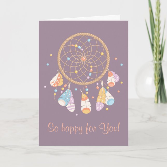 Faire-part Tribal Dreamcatcher Boho Purple Avoir bébé (Devant)