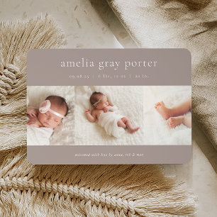 Faire-part Trio classique   Collage de photos