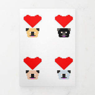 Faire-part Trois Volets Amoureux de les chiens carlins   L'amour de tous l