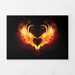 Faire-part Trois Volets Angel Fire Heart with Wings