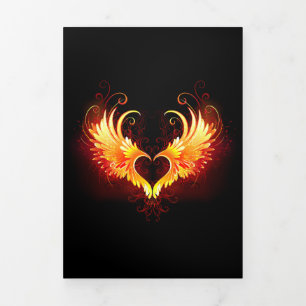 Faire-part Trois Volets Angel Fire Heart with Wings