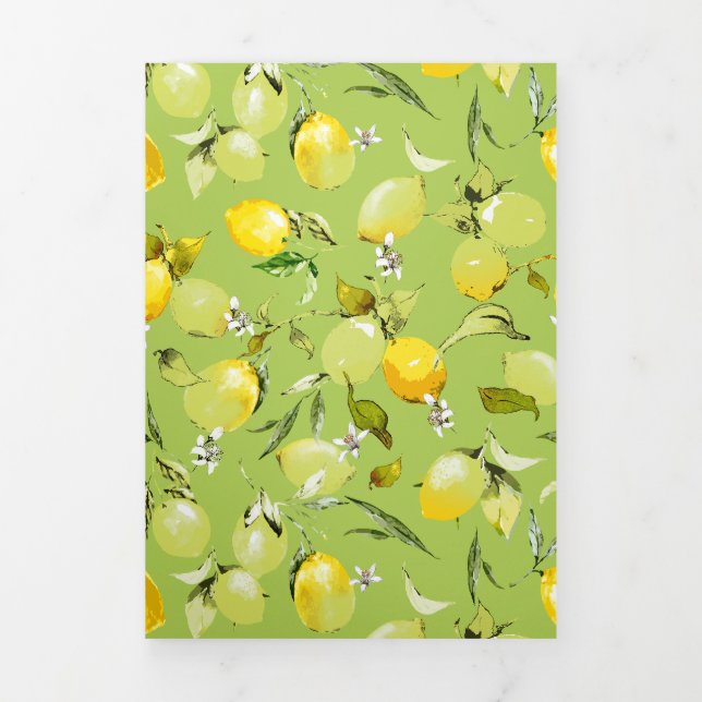 Faire-part Trois Volets citrons aquarelle 22 (Page de couverture)