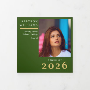 Faire-part Trois Volets Classe Élégante Verte 8 Photos Diplômé