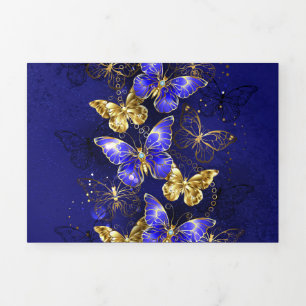 Faire-part Trois Volets Composition avec papillons Sapphire
