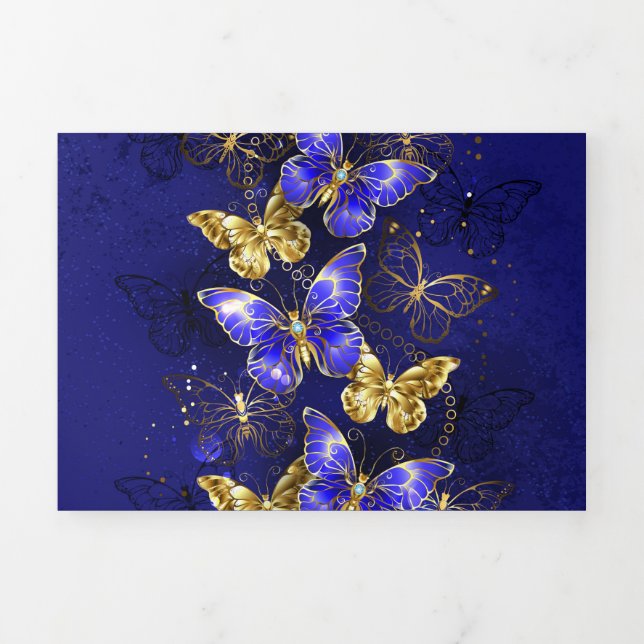 Faire-part Trois Volets Composition avec papillons Sapphire (Page de couverture)