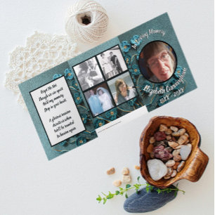 Faire-part Trois Volets Crocheted Oubliez-moi pas Fleurs Photo Memorial