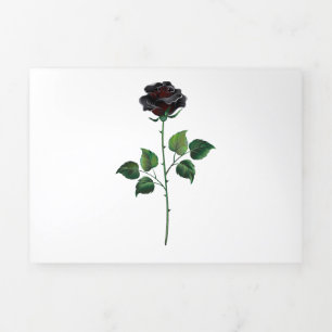 Faire-part Trois Volets Fleur rose noire