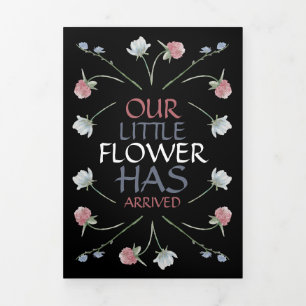 Faire-part Trois Volets Fleurs sauvages élégants, 3 Photo Collage Bébé Nai