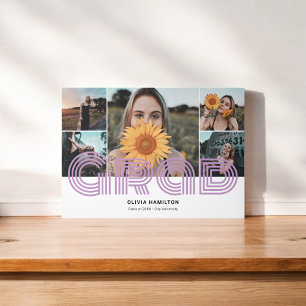 Faire-part Trois Volets Grad Retro Photo Collage violet