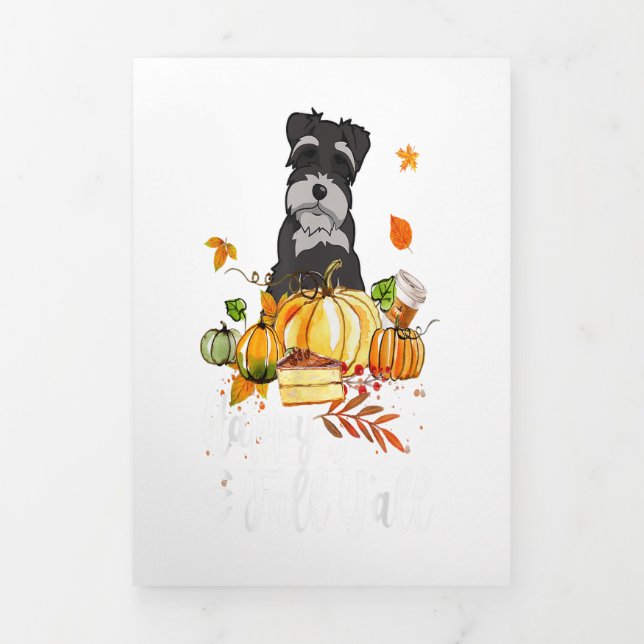 Faire-part Trois Volets Happy fall Yall Schnauzer Dog Thanksgiving (Page de couverture)