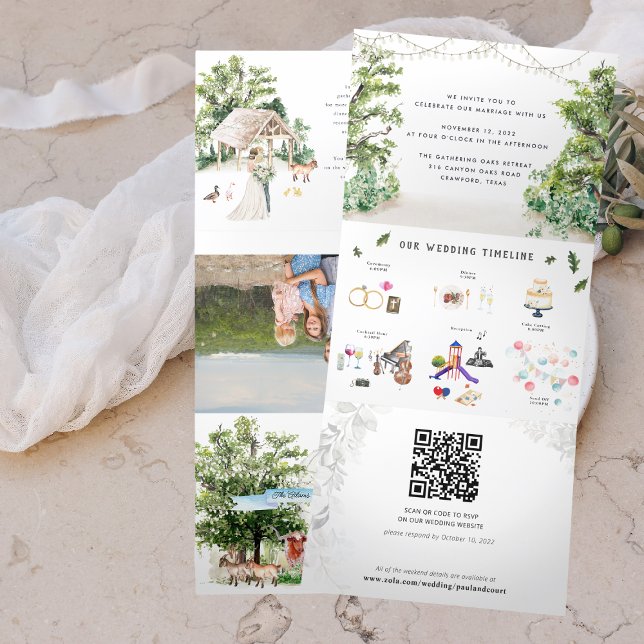 Faire-part Trois Volets Itinéraire du week-end mariage | Rassembler des ch (Créateur téléchargé)