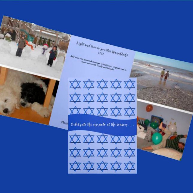 Faire-part Trois Volets Joyeux Hanoukka Editable Célébrer le miracle de la (Créateur téléchargé)