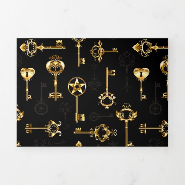 Faire-part Trois Volets Les Patters de Seamless avec Golden Keys (Page de couverture)