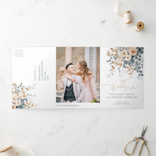 Faire-part Trois Volets Mariage d'aquarelle florale moelleuse