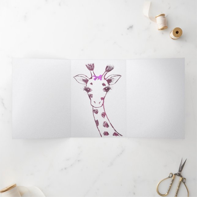 Faire-part Trois Volets Mme Giraffe Cute Sarcastic Design (Intérieur)