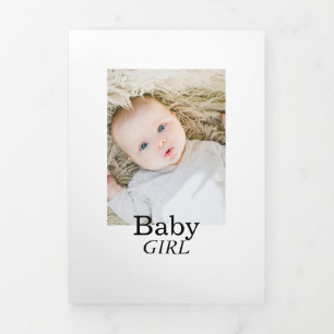 Faire-part Trois Volets Modern White 6 Photo Collage Bébé naissance