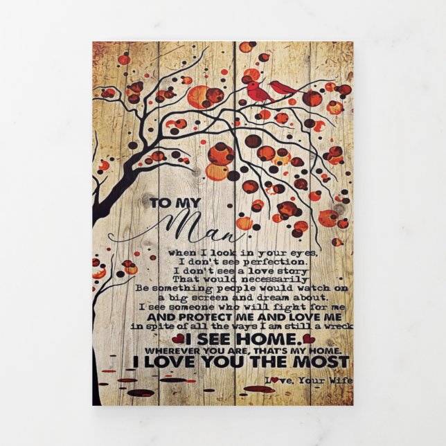 Faire-part Trois Volets Mon cadeau de mari | Lettre Pour Lui | (Page de couverture)