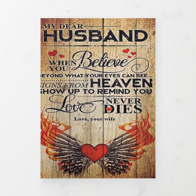 Faire-part Trois Volets Mon mari cadeau d'anniversaire | Lettre Pour Mari  (Page de couverture)