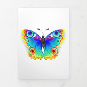 Faire-part Trois Volets Oeil de paon arc-en-ciel