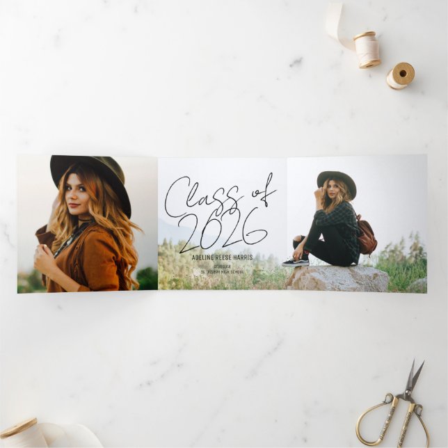 Faire-part Trois Volets Panoramic Graduate Tri-Fold Announcement (Intérieur)