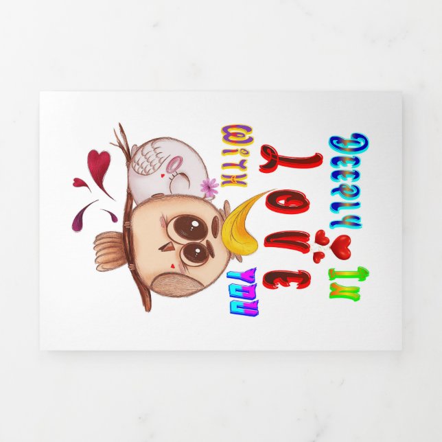 Faire-part Trois Volets Profondément En Amour Avec Toi (Page de couverture)